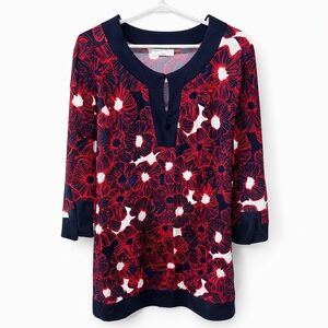 Charter Club XL Navy and Red Floral tunic